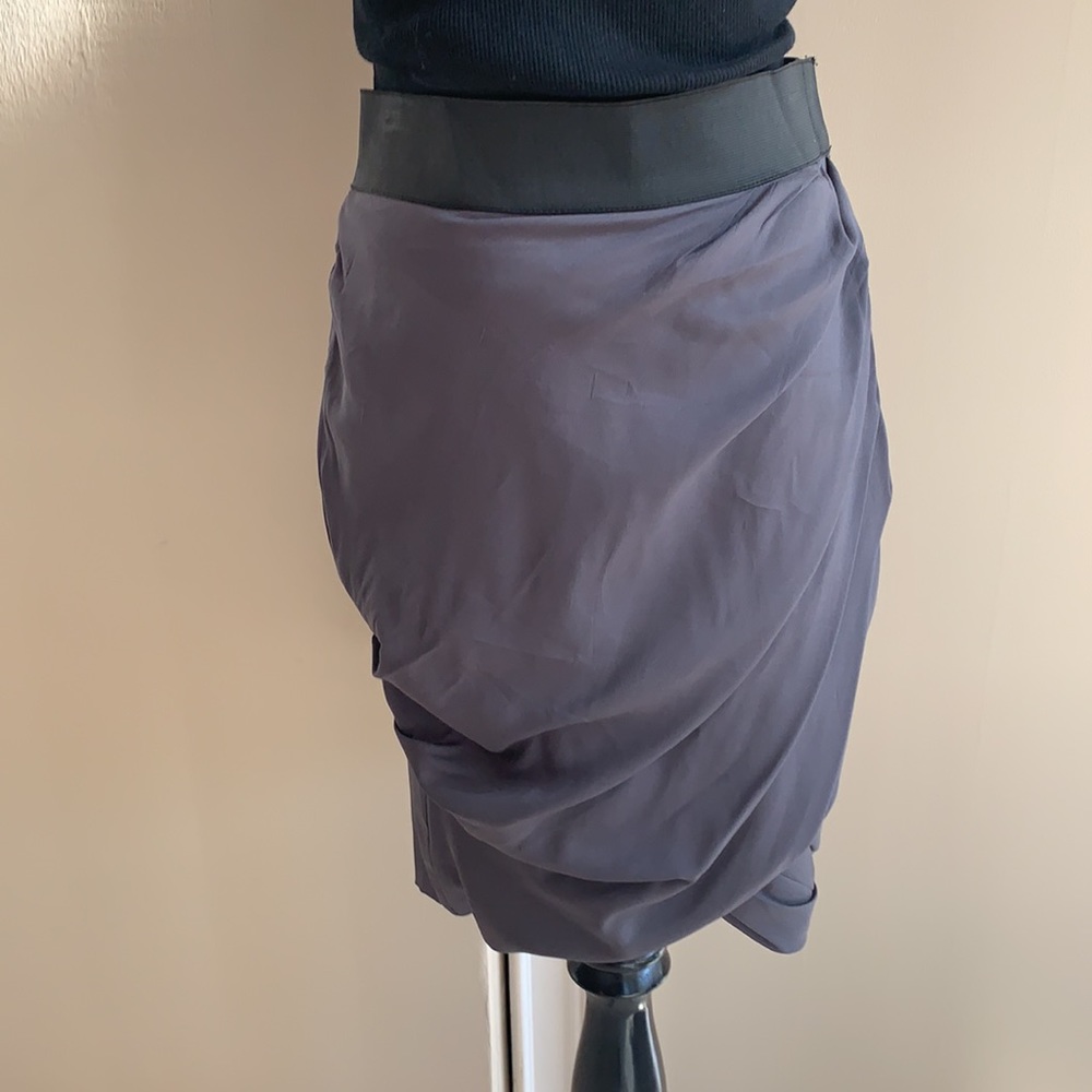 Elizabeth&James Gray Silk Faux Wrap Skirt. S